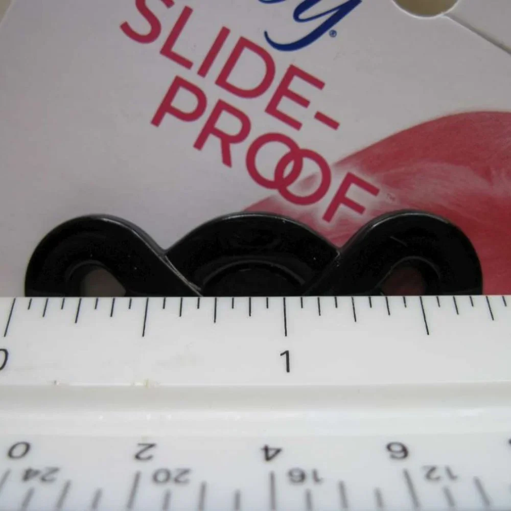 2 Goody Stay Put Slide Proof Hold Secure Fit Back Weave Hair Barrette Clip Black